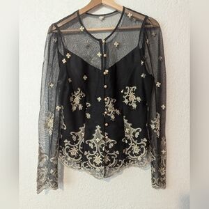 Cachet by Bari protas sheer floral blouse